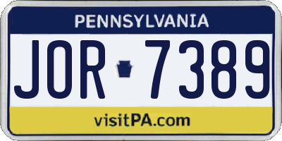 PA license plate JOR7389