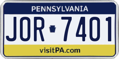 PA license plate JOR7401