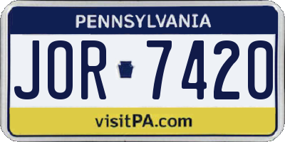 PA license plate JOR7420