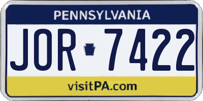 PA license plate JOR7422