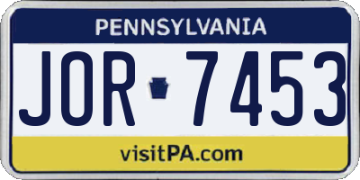 PA license plate JOR7453