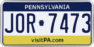 PA license plate JOR7473