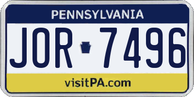 PA license plate JOR7496