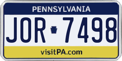 PA license plate JOR7498