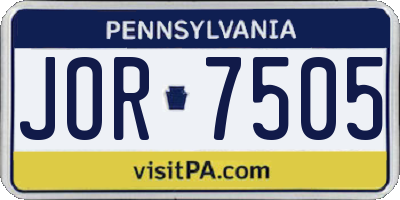 PA license plate JOR7505
