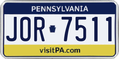 PA license plate JOR7511