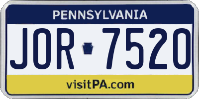 PA license plate JOR7520