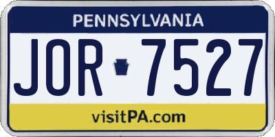 PA license plate JOR7527