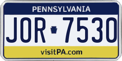 PA license plate JOR7530