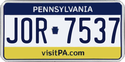 PA license plate JOR7537