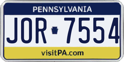 PA license plate JOR7554