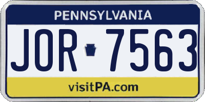 PA license plate JOR7563