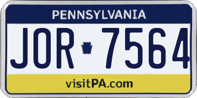 PA license plate JOR7564
