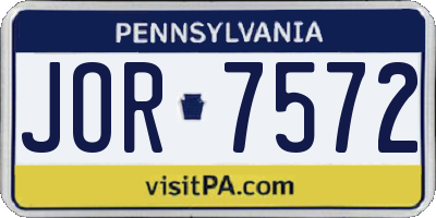 PA license plate JOR7572