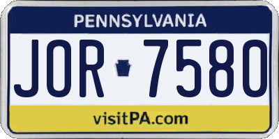 PA license plate JOR7580