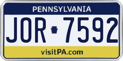 PA license plate JOR7592