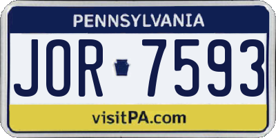 PA license plate JOR7593
