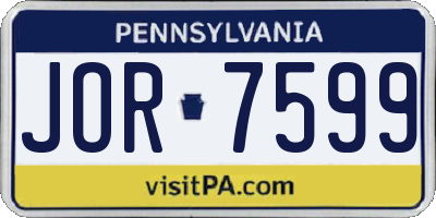 PA license plate JOR7599