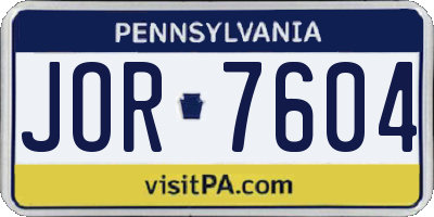 PA license plate JOR7604