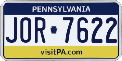PA license plate JOR7622