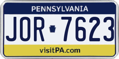 PA license plate JOR7623