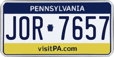 PA license plate JOR7657