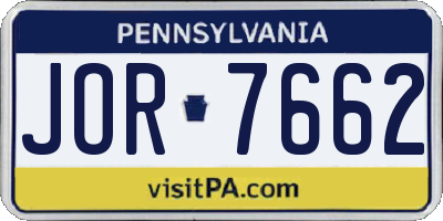 PA license plate JOR7662