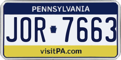 PA license plate JOR7663