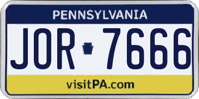PA license plate JOR7666