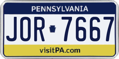 PA license plate JOR7667