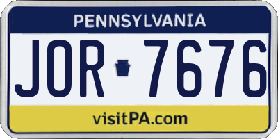 PA license plate JOR7676