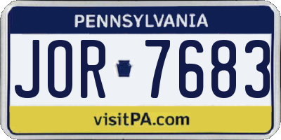 PA license plate JOR7683