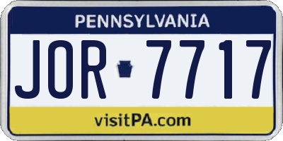 PA license plate JOR7717