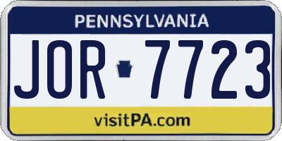 PA license plate JOR7723