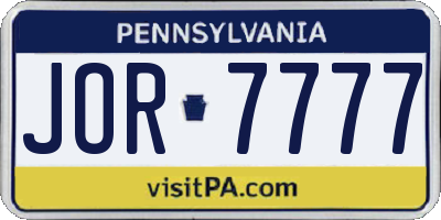 PA license plate JOR7777