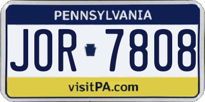 PA license plate JOR7808