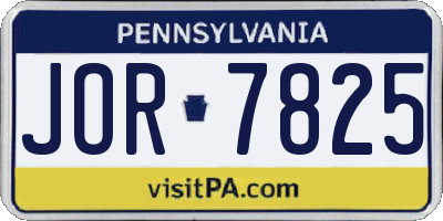 PA license plate JOR7825