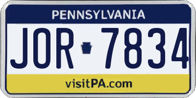 PA license plate JOR7834