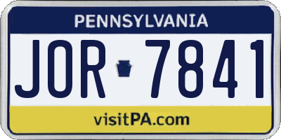PA license plate JOR7841