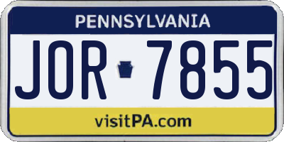 PA license plate JOR7855