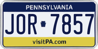 PA license plate JOR7857