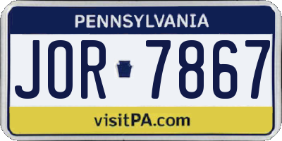PA license plate JOR7867