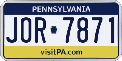 PA license plate JOR7871