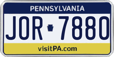 PA license plate JOR7880