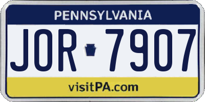 PA license plate JOR7907