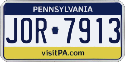 PA license plate JOR7913