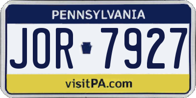 PA license plate JOR7927