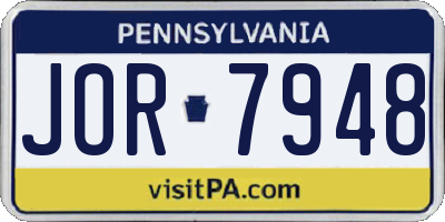 PA license plate JOR7948