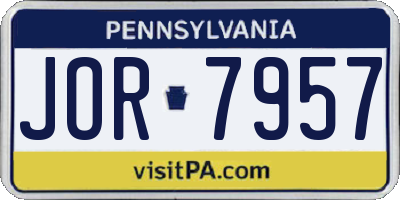 PA license plate JOR7957