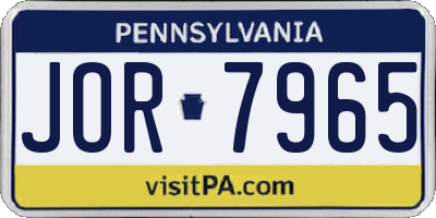 PA license plate JOR7965